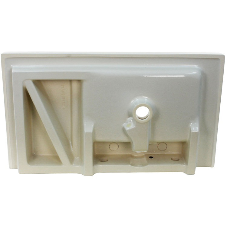 Glossy White Ceramic Wall-Mount Rectangular Bathroom Sink with Overflow