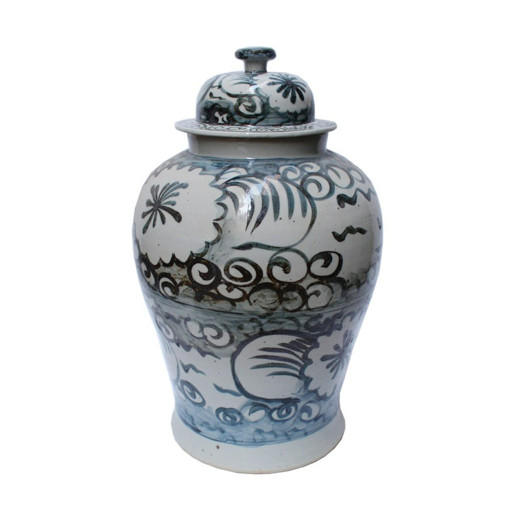 Hand-Painted Blue and White Porcelain Ginger Jar