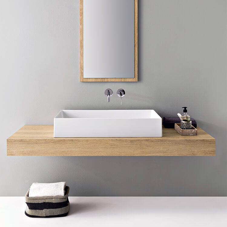 Teorema White Ceramic Rectangular Vessel Bathroom Sink
