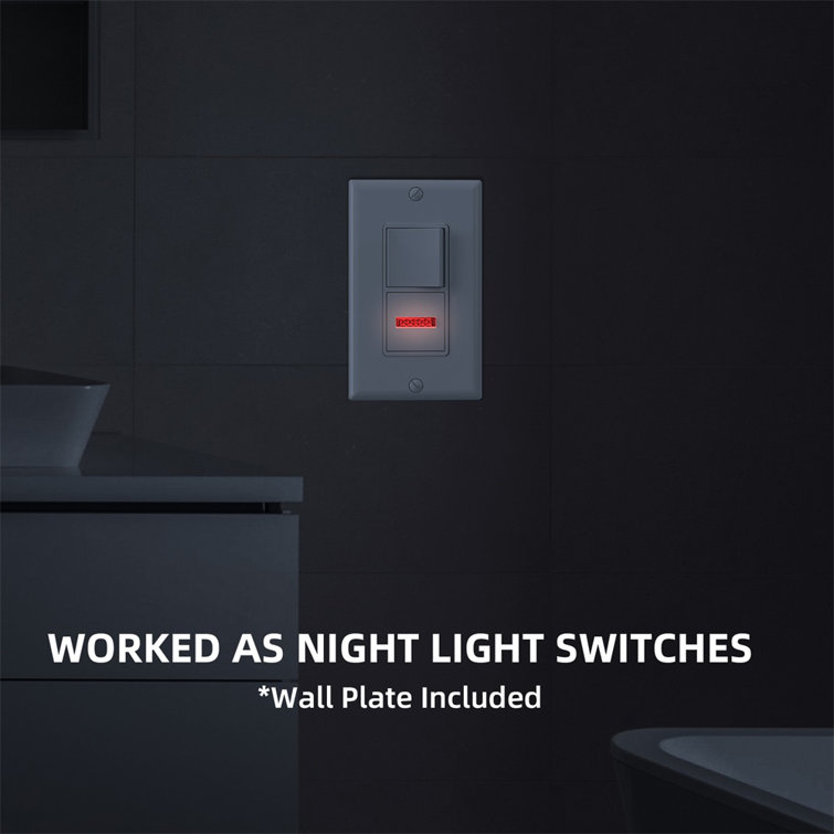 White Single Pole Rocker Light Switch with Pilot Light, 2-Pack
