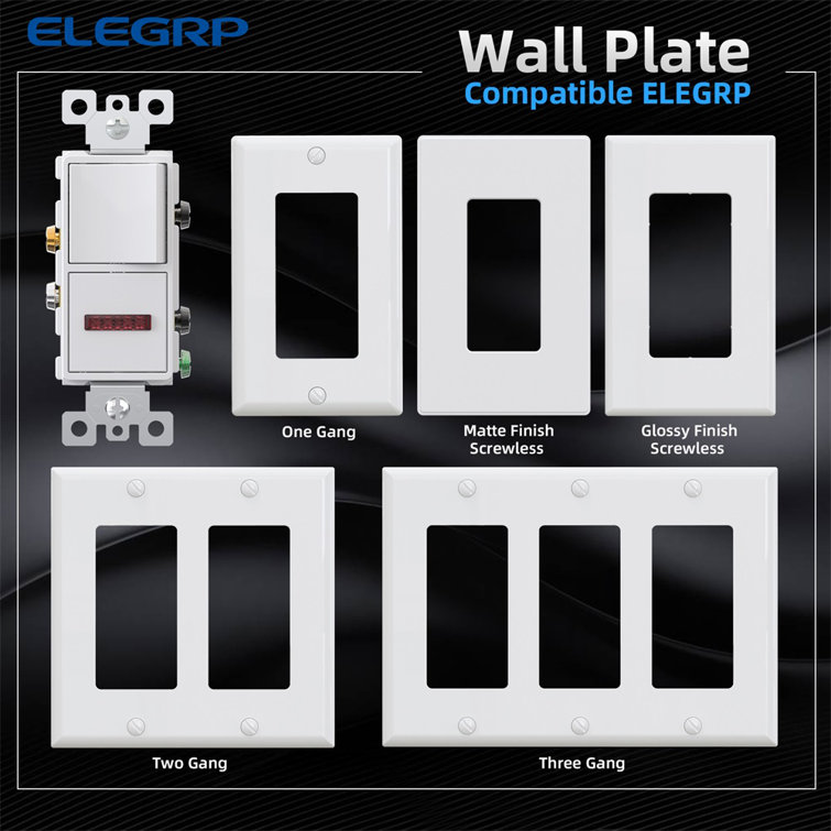 White Single Pole Rocker Light Switch with Pilot Light, 2-Pack