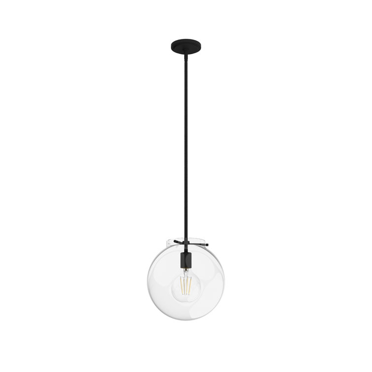 Black Iron and Clear Glass Globe Pendant Light