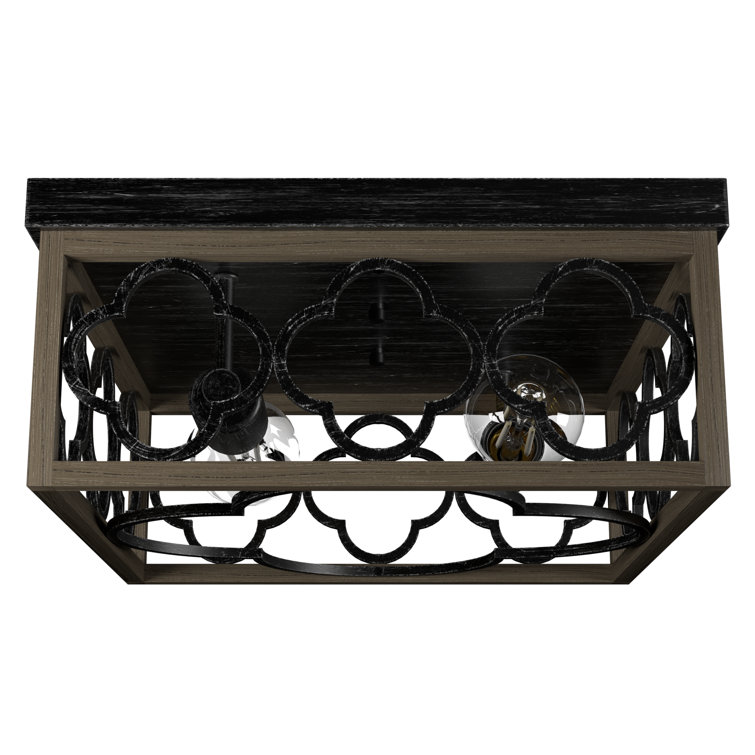 Gablecrest 14" French Oak Aluminum Flush Mount Light