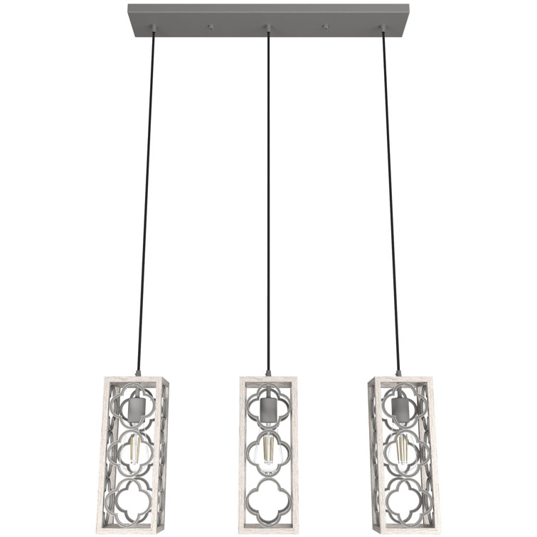 Gablecrest 29" Distressed White 3-Light Kitchen Island Pendant