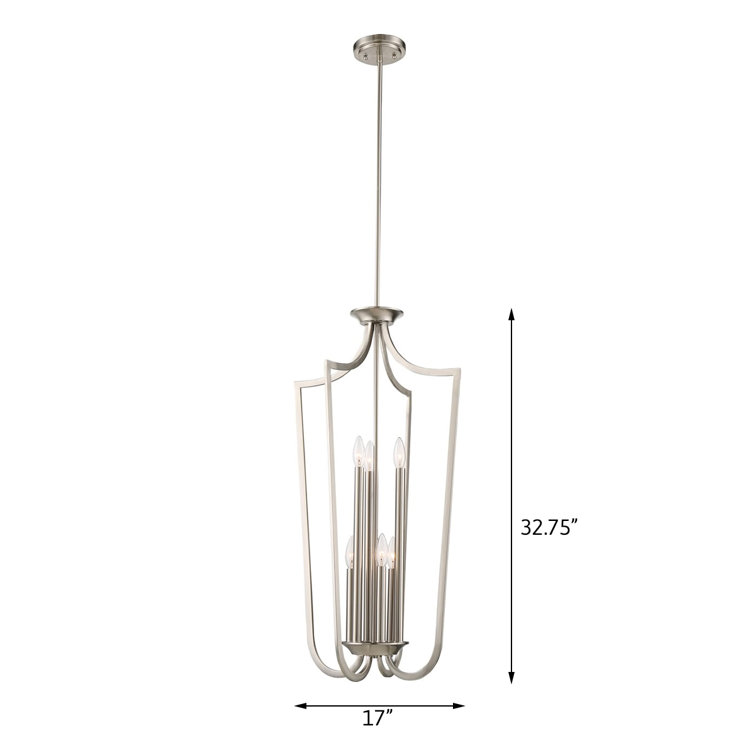 Elegant Brushed Nickel 6-Light LED Pendant for Indoor/Outdoor