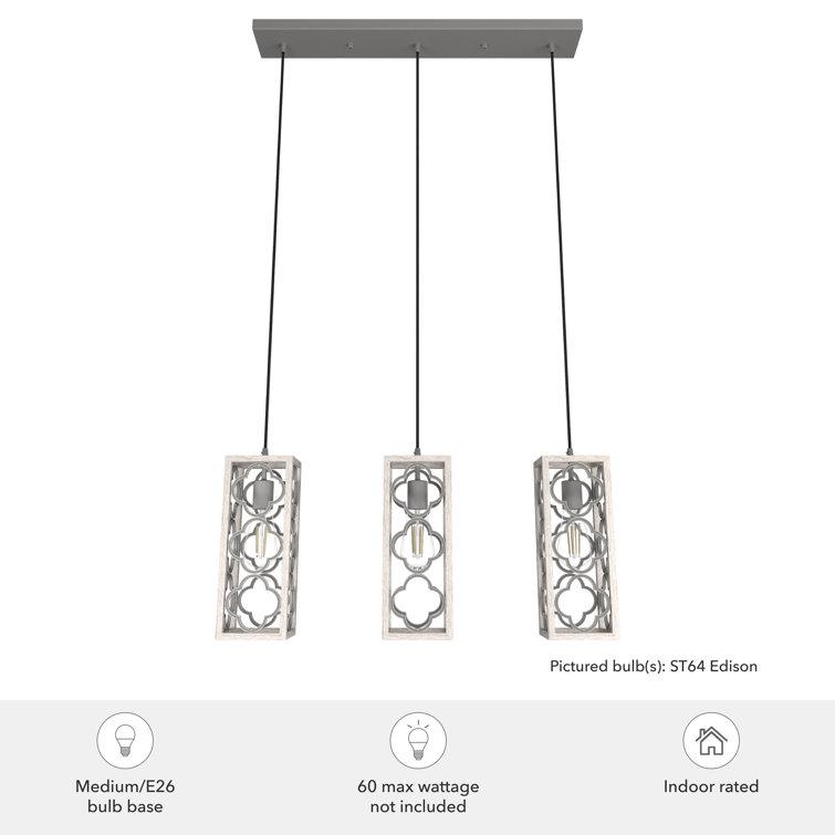 Gablecrest 29" Distressed White 3-Light Kitchen Island Pendant