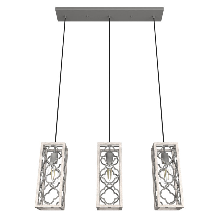 Gablecrest 29" Distressed White 3-Light Kitchen Island Pendant