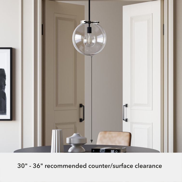 Black Iron and Clear Glass Globe Pendant Light