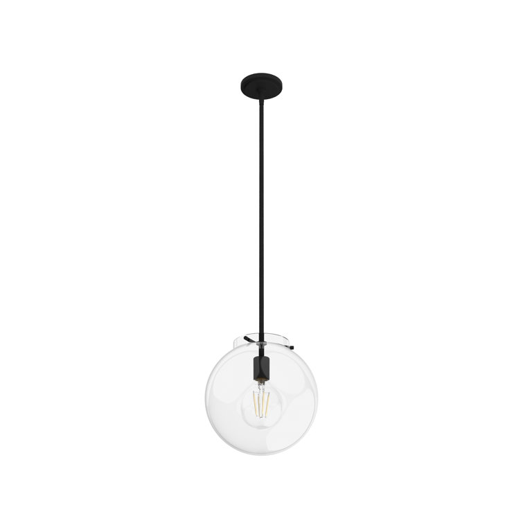 Black Iron and Clear Glass Globe Pendant Light