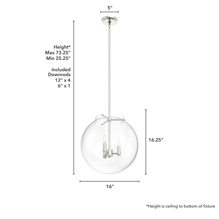 Sacha Brushed Nickel 16'' Modern Globe Pendant Light