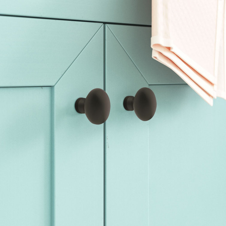 Matte Black Oval Cabinet Knob with Mounting Hardware