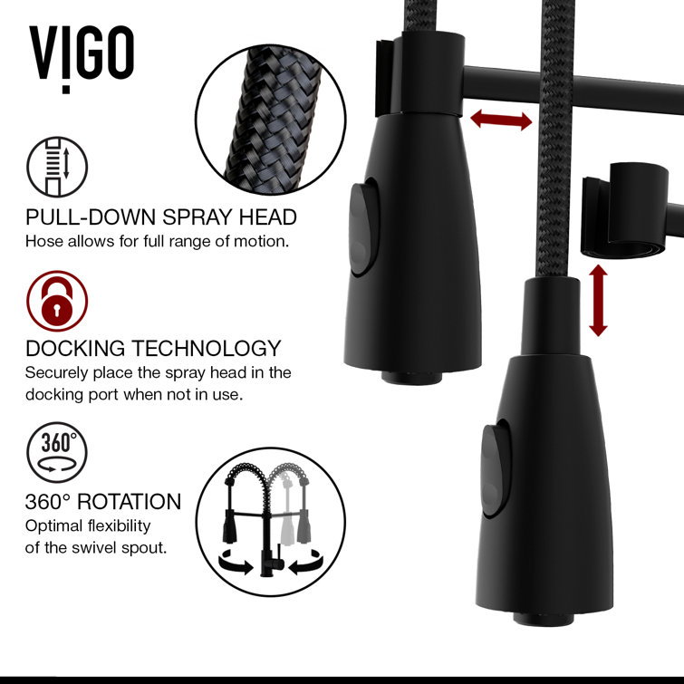 Matte Black 19" Pull-Down Sprayer Kitchen Faucet with Soap Dispenser