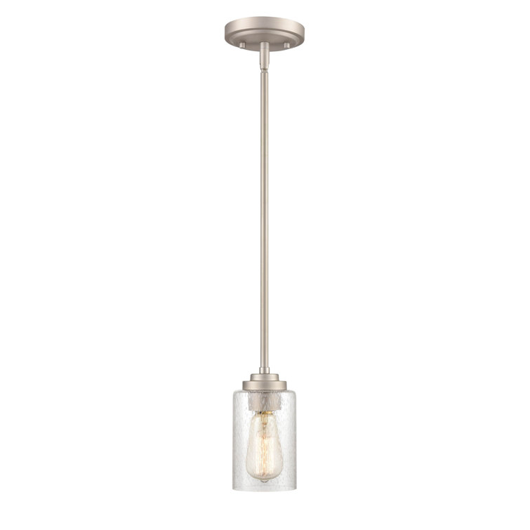 Satin Nickel Glass Mini Pendant Light, 7.25" Height