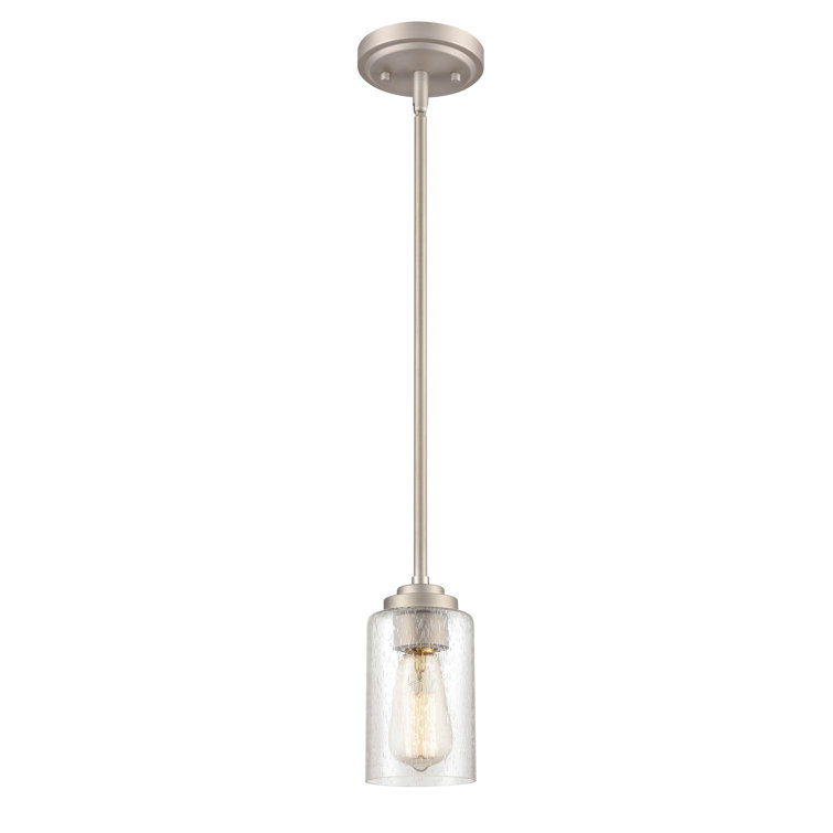 Satin Nickel Glass Mini Pendant Light, 7.25" Height