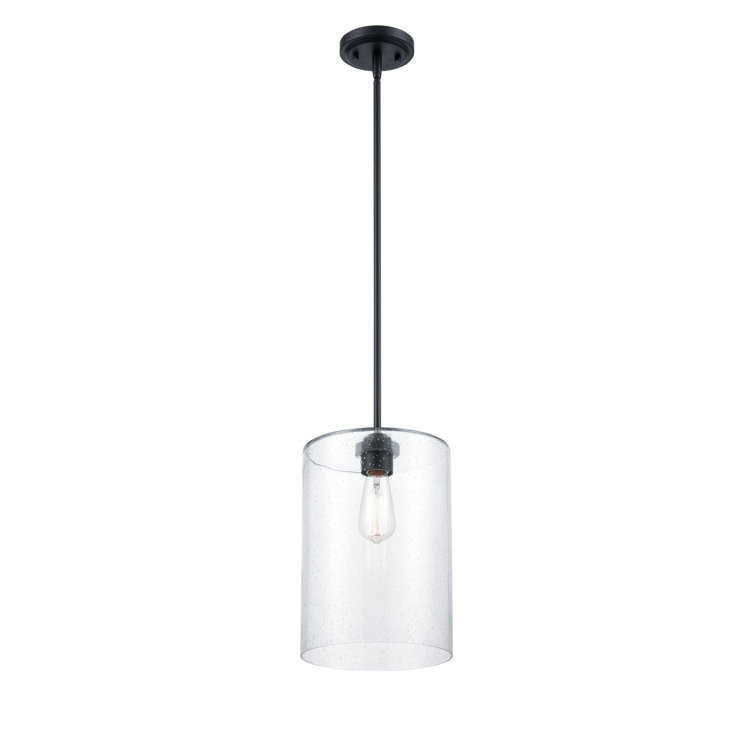 Moven Mini Matte Black Glass Pendant Light - 9"x14"
