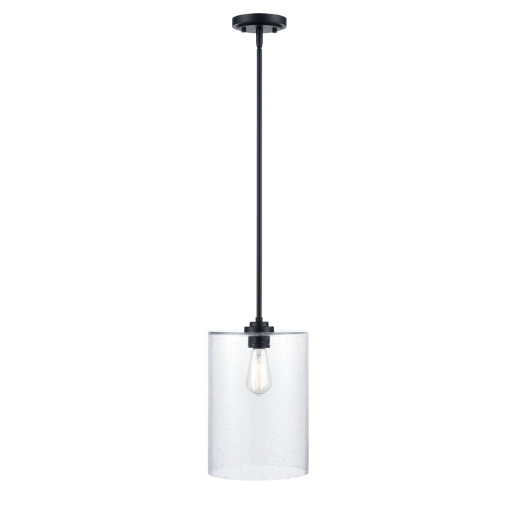 Moven Mini Matte Black Glass Pendant Light - 9"x14"