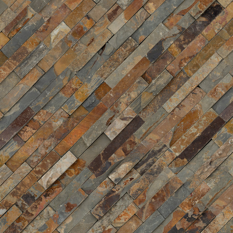California Gold 6" x 24" Natural Slate Stacked Stone Wall Tile