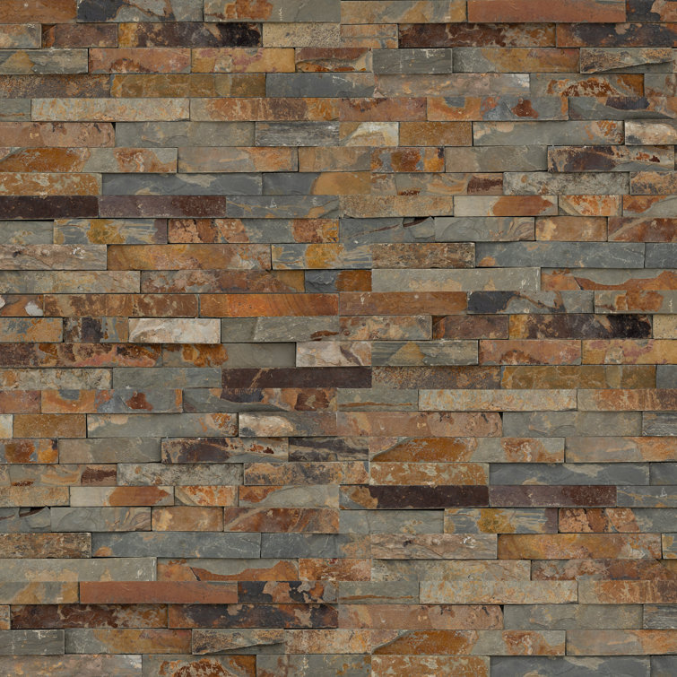 California Gold 6" x 24" Natural Slate Stacked Stone Wall Tile