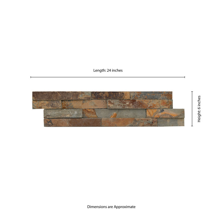 California Gold 6" x 24" Natural Slate Stacked Stone Wall Tile