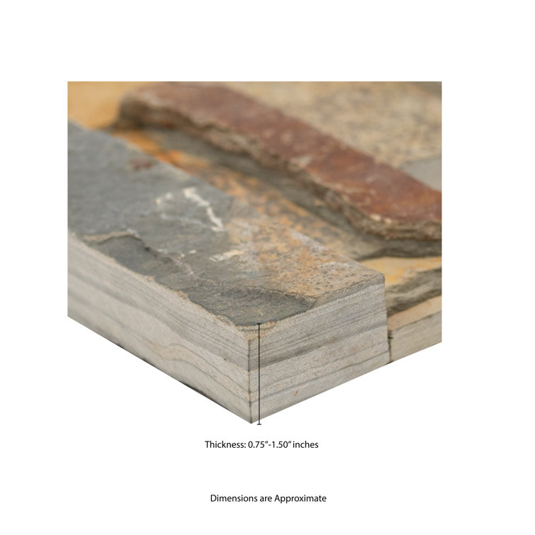 California Gold 6" x 24" Natural Slate Stacked Stone Wall Tile