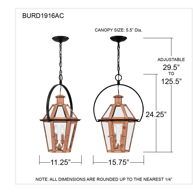 Aged Copper and Clear Glass 24" Indoor/Outdoor Pendant Light