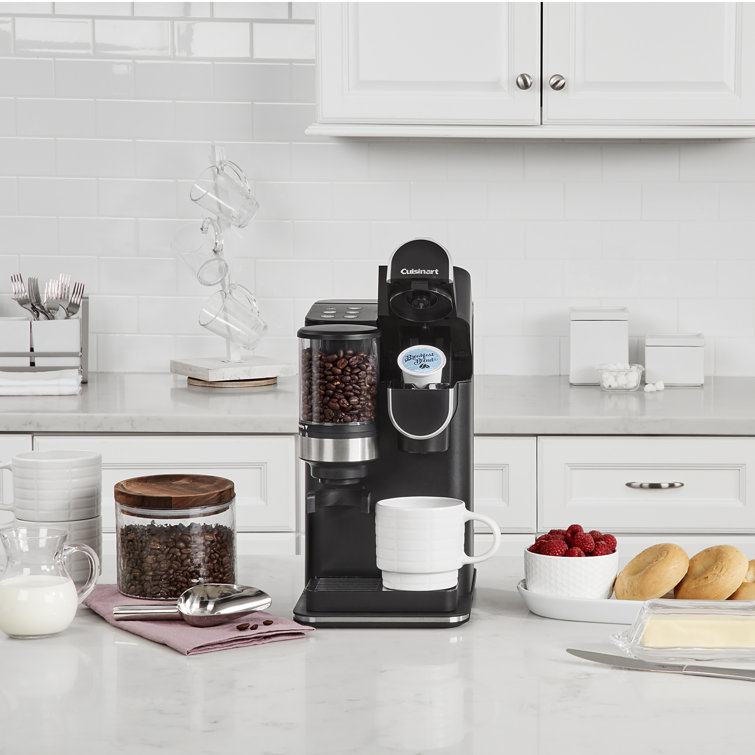 White Single-Serve Coffee Maker with Conical Burr Grinder
