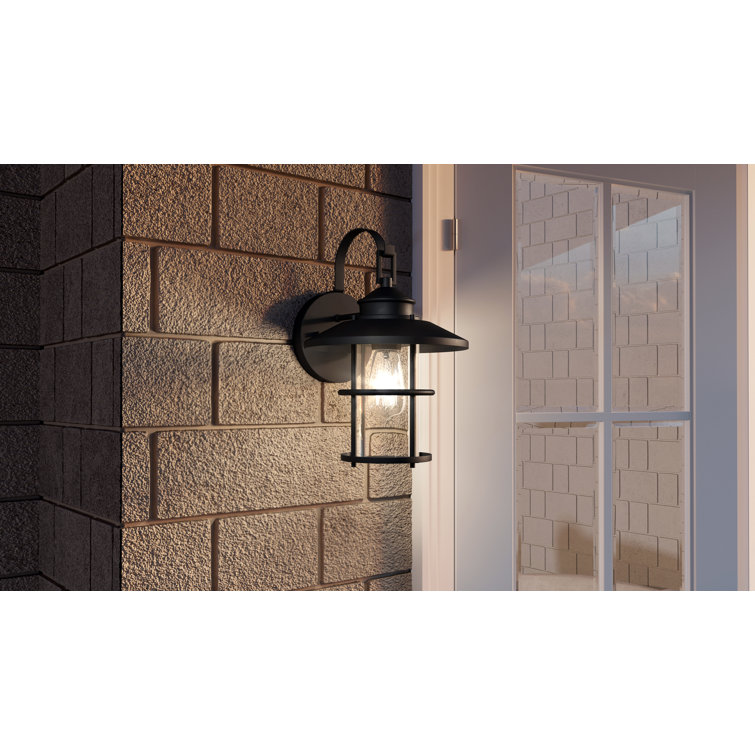 Matte Black Aluminum Outdoor Wall Light with Clear Glass