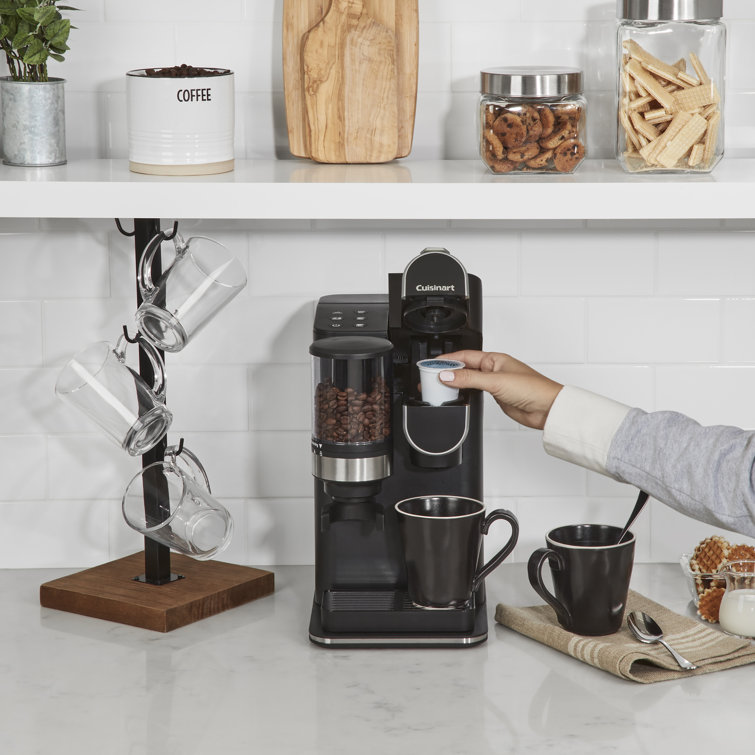 White Single-Serve Coffee Maker with Conical Burr Grinder