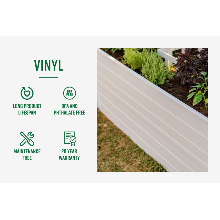 Classic Hudson 48" White Vinyl Raised Garden Bed