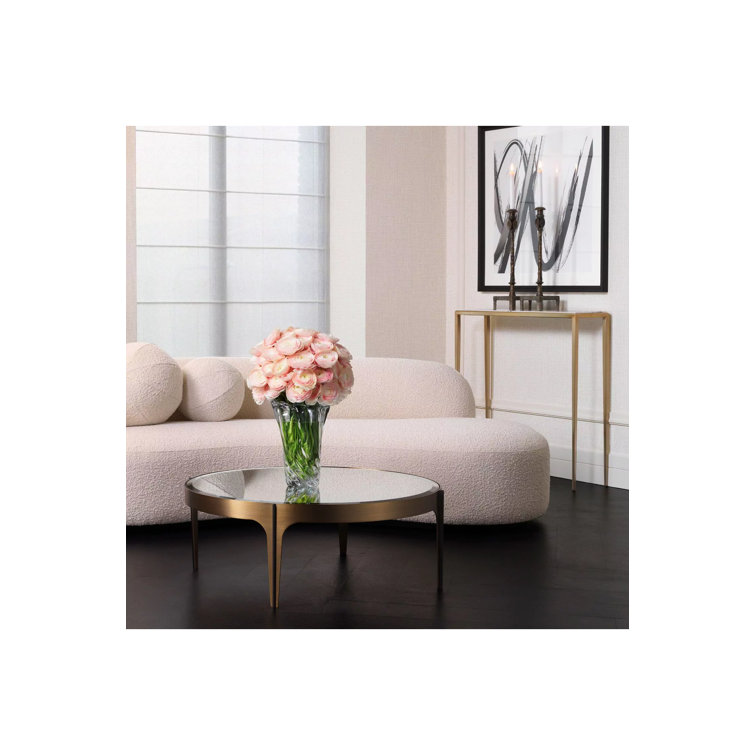 Artemisa Round Black Marble Coffee Table with Brass Accents