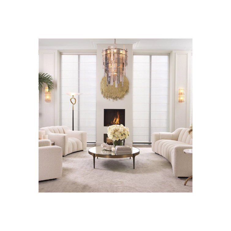 Artemisa Round Black Marble Coffee Table with Brass Accents