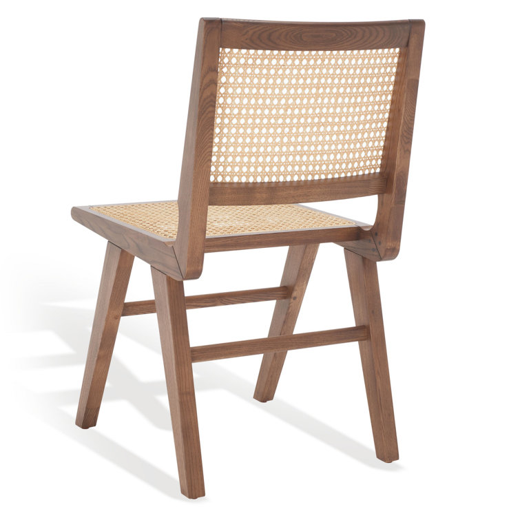 Elegant Coastal Walnut and French Cane Side Chair, 23"x34"