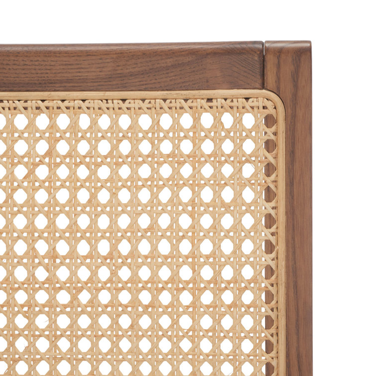 Elegant Coastal Walnut and French Cane Side Chair, 23"x34"
