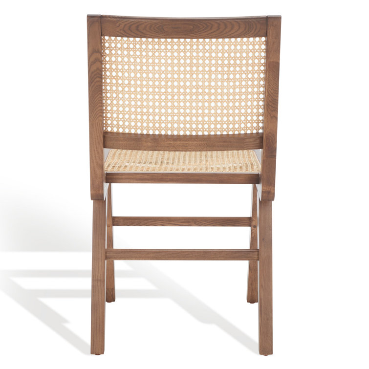 Elegant Coastal Walnut and French Cane Side Chair, 23"x34"