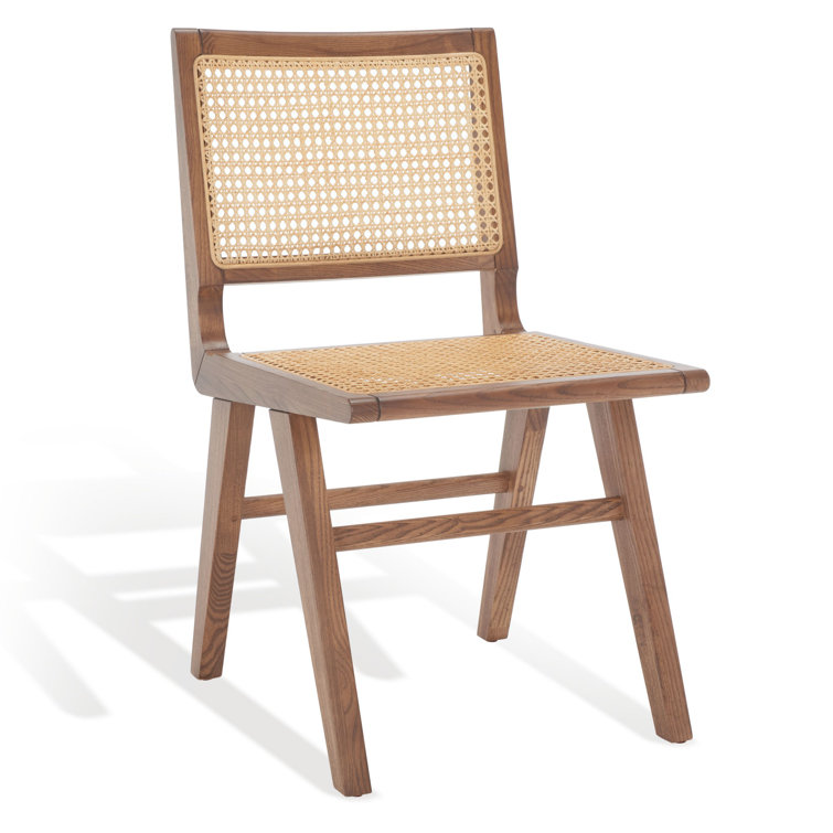 Elegant Coastal Walnut and French Cane Side Chair, 23"x34"