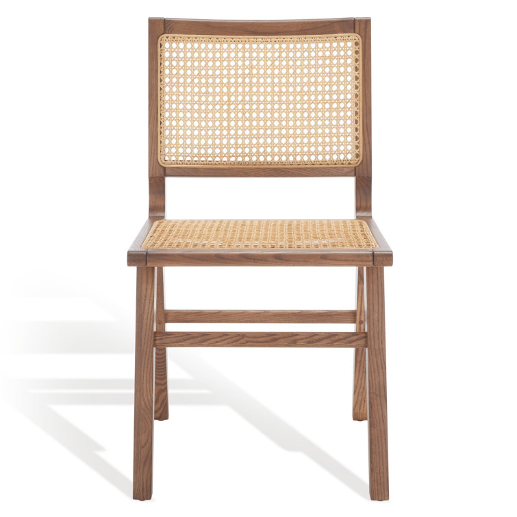 Elegant Coastal Walnut and French Cane Side Chair, 23"x34"