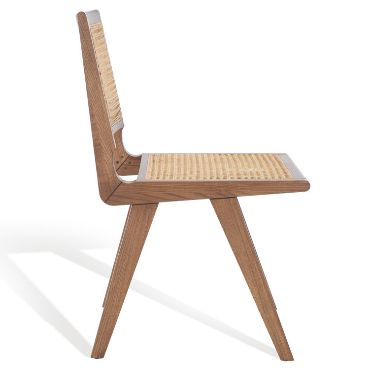 Elegant Coastal Walnut and French Cane Side Chair, 23"x34"