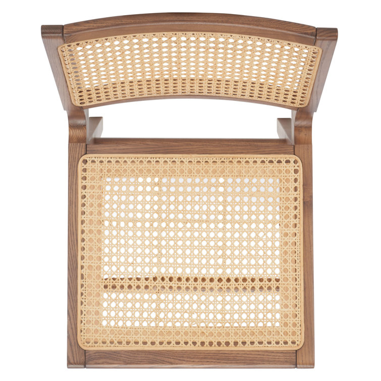 Elegant Coastal Walnut and French Cane Side Chair, 23"x34"