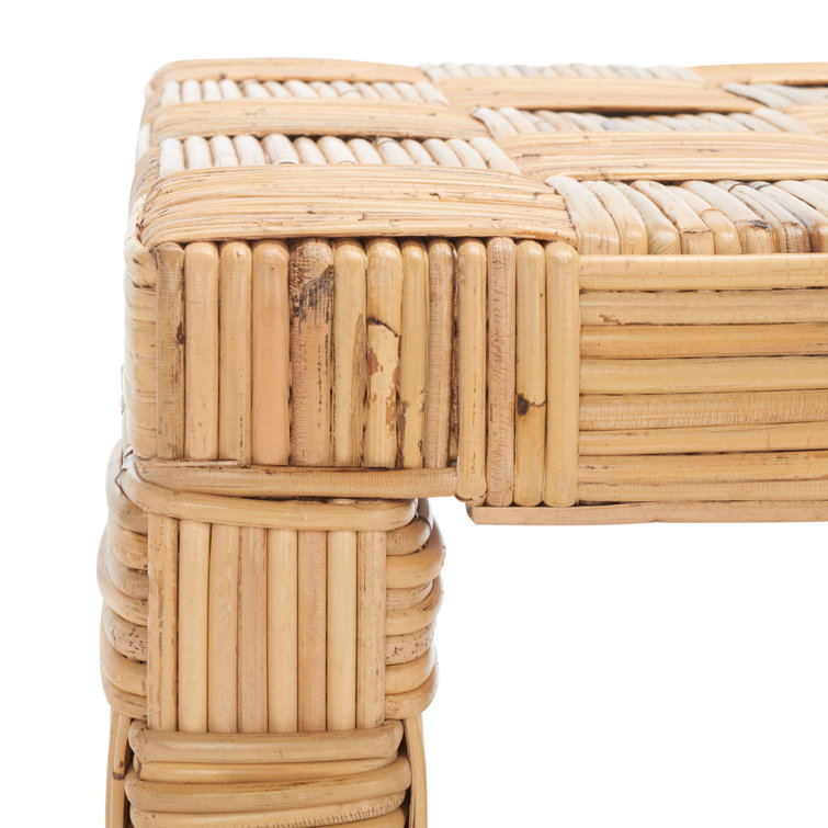 Honey Natural Rectangular Rattan Coffee Table with Storage