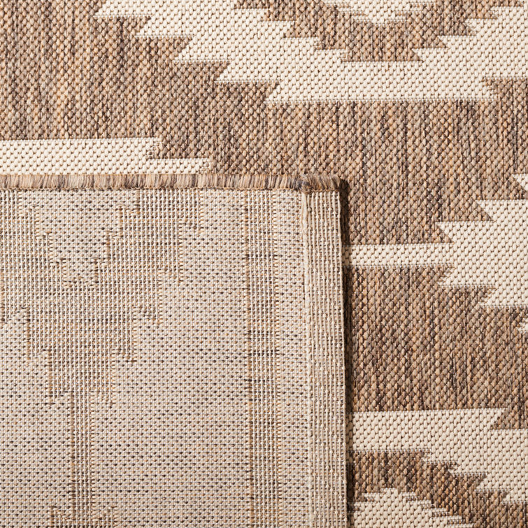 Cream and Beige Southwestern Indoor/Outdoor Runner Rug 2' x 8'