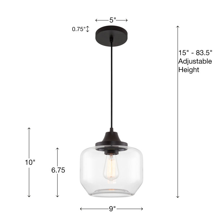 Maia 10" Oil-Rubbed Bronze Farmhouse Pendant with Clear Schoolhouse Glass Shade