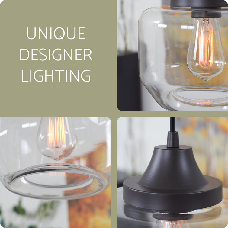 Maia 10" Oil-Rubbed Bronze Farmhouse Pendant with Clear Schoolhouse Glass Shade