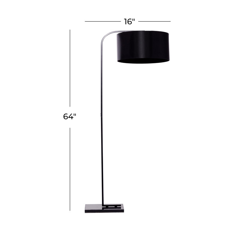 Dorian Black Metal Arc Floor Lamp with Marble Base