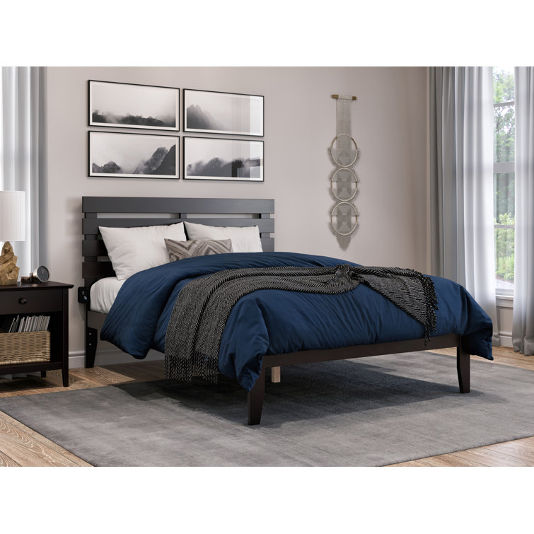 Oxford Espresso Full-Size Wood Frame Bed with USB Charger