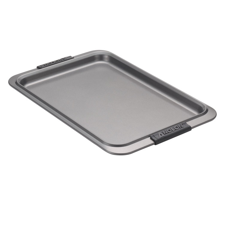 Silver Nonstick Carbon Steel Cookie Sheet with Rubberized Grips