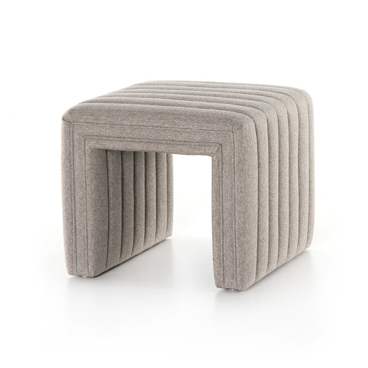 Contemporary Beige Tufted Square Ottoman, 21.5"