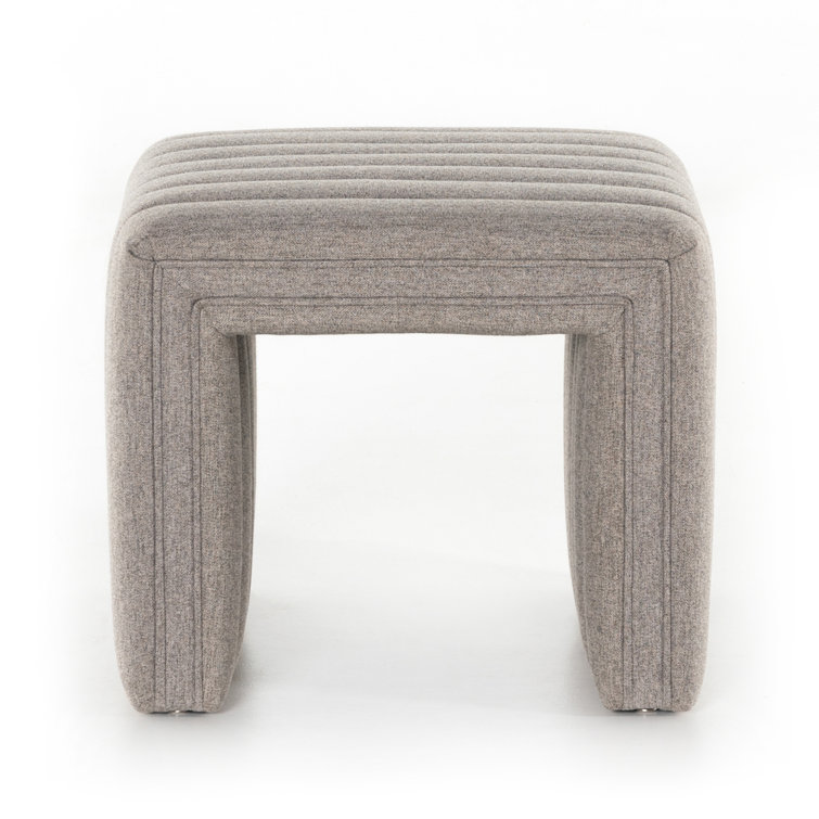 Contemporary Beige Tufted Square Ottoman, 21.5"