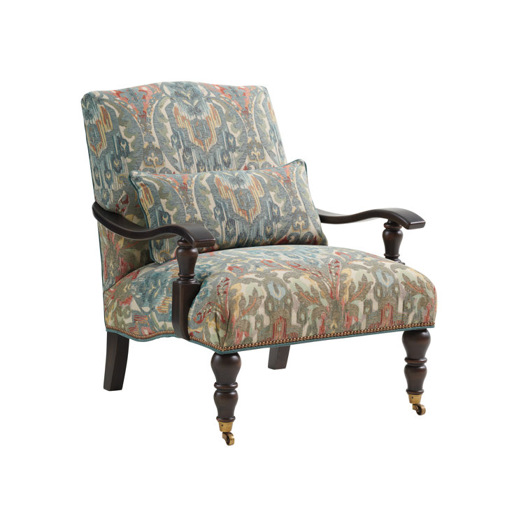 San Carlos Dark Mocha Fabric Accent Chair with Nailhead Trim