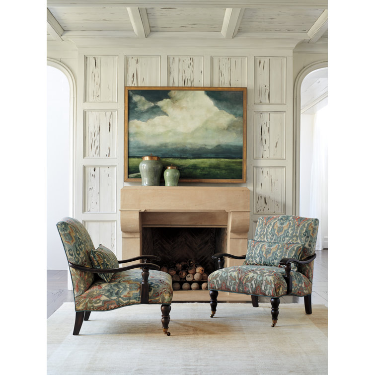 San Carlos Dark Mocha Fabric Accent Chair with Nailhead Trim