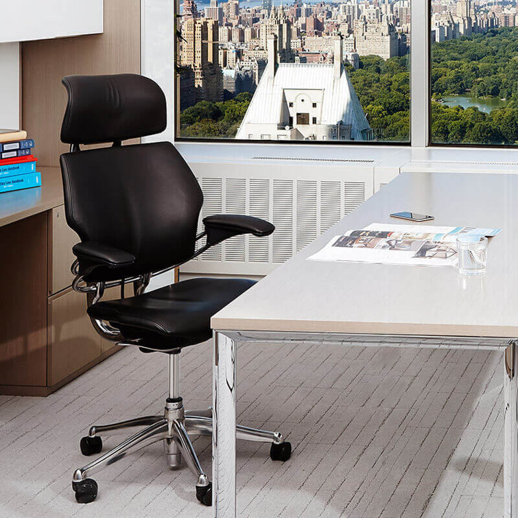 Modern Black Fabric Swivel Task Chair with Adjustable Arms